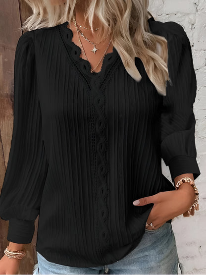 Lucia™ | Blusa de Chifón con Detalles de Encaje