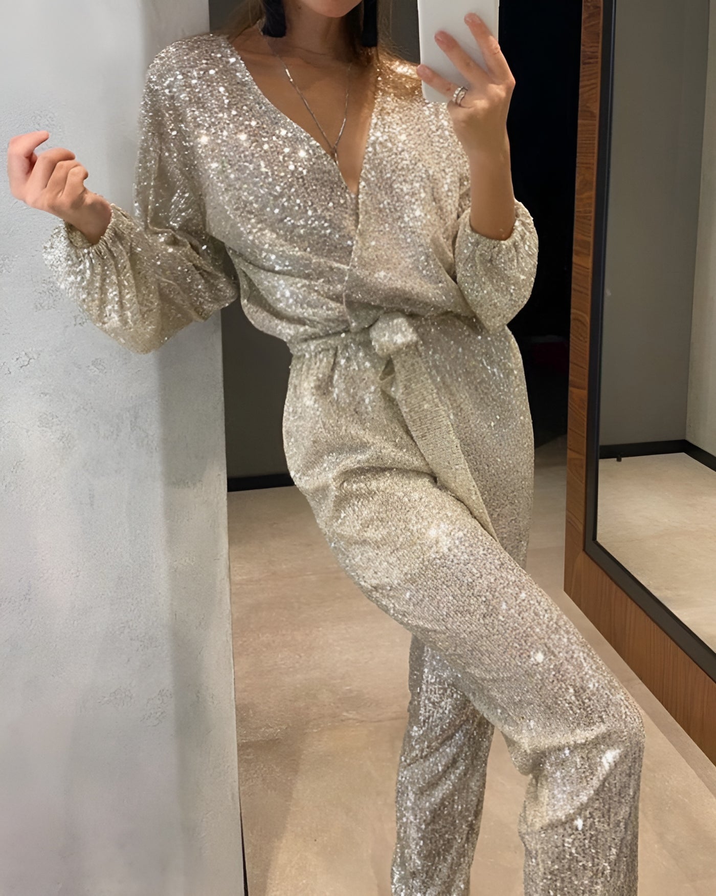 Susana™ | Mono de Manga Larga con Lentejuelas