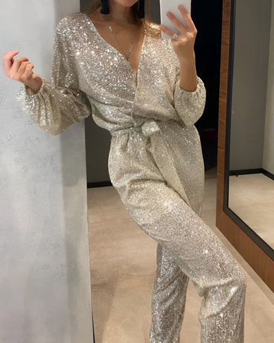 Susana™ | Mono de Manga Larga con Lentejuelas