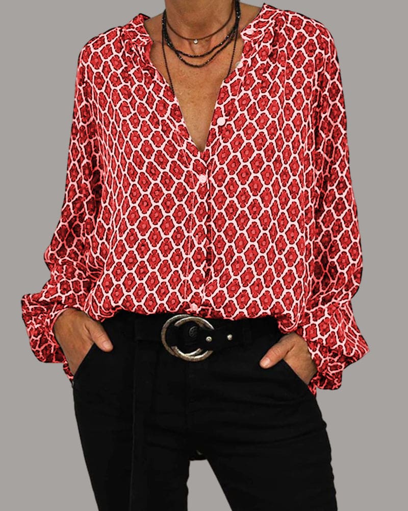 Rosa™ | Blusa Midi de V-neck Relajada